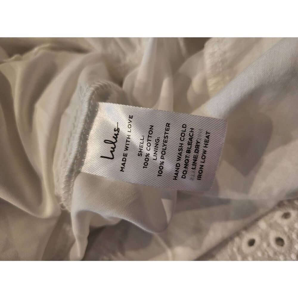 NWT Lulus Dress Women's Medium White Eyelet Embroidered Tiered Cotton Midi - Picture 7 of 7